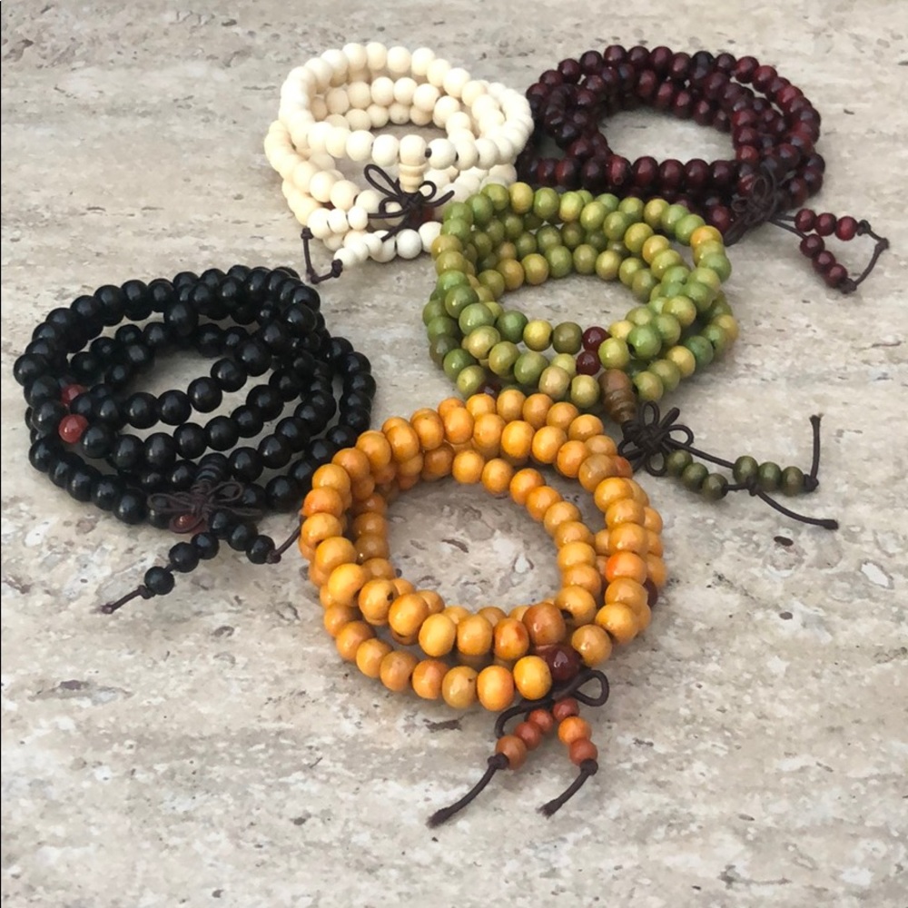NEW Mala 8mm Unisex 108 Bead Strand 20" Elastic Wrap Cord Zen Prayer Meditation - Picture 9 of 10